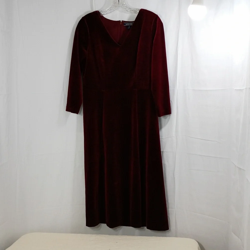 Lands' End, Women's Long Sleeve Dress - Deep Red - Picture 1 of 7